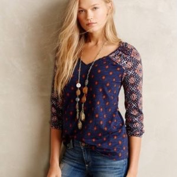 Anthropologie Akemi + Kin Ayana Peasant Floral Top - Picture 1 of 12
